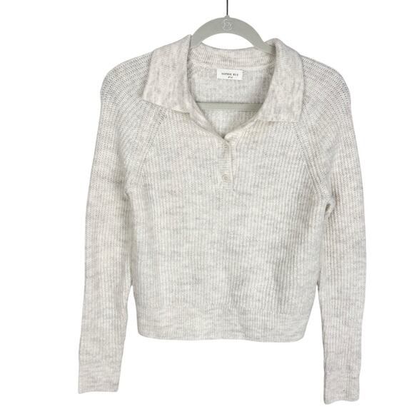 Sophie Rue Heathered Ivory Knit Henley Pullover Sweater Sz XS Classic Cozy - Picture 2 of 9